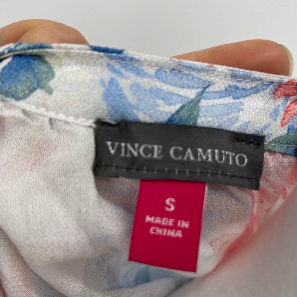 Vince Camuto Summer Swirl Floral Blouse Ultra White Size S Women Boho Peasant - Picture 2 of 11